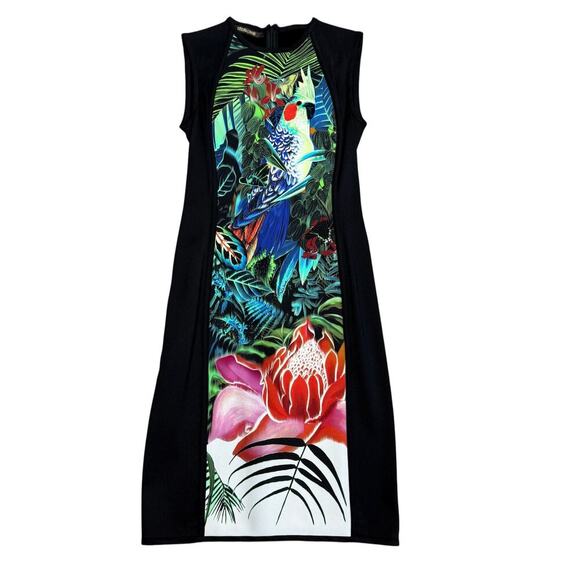 Roberto Cavalli Black Tropical Printed Sleeveless Sheath Dress Size 6 - Picture 7 of 11